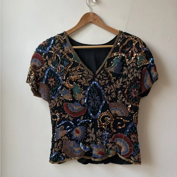 Oleg Cassini Vintage Beaded Top - Picture 9 of 15
